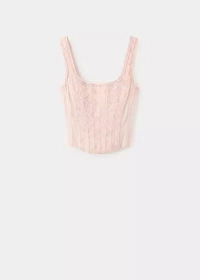 Mango Top Style Corset Jacquard In Pink