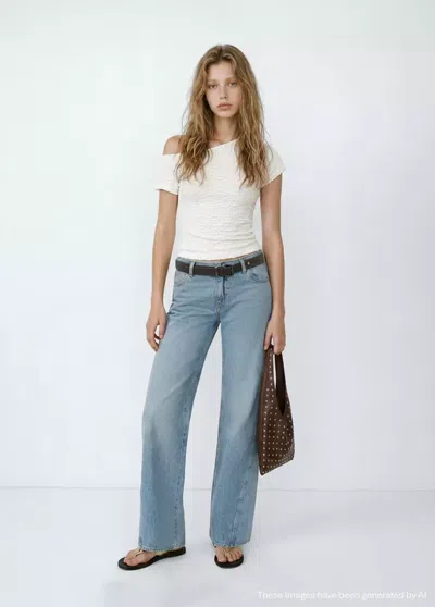 Mango Top Texturé Ajusté In White