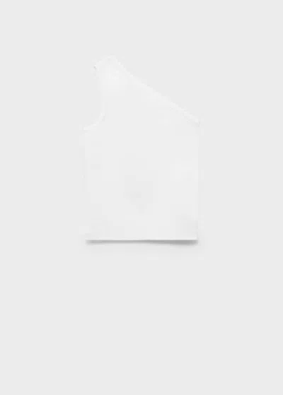 Mango Kids' Plain Asymmetrical Top Off White In Blanc Cassé