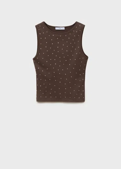 Mango Top With Detail Studs Chocolate In Brown