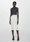 Mango Top With Satin Details Petrol Blue