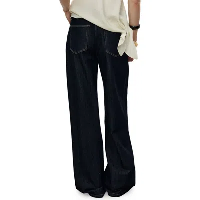 Mango Topstitch Wide Leg Jeans