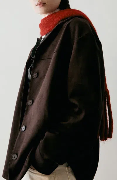 Mango Tor Faux Suede Overshirt In Brown