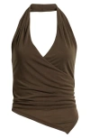 Mango Toucan Wrap Halter Top In Green
