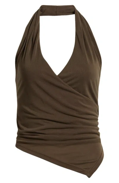Mango Toucan Wrap Halter Top In Green