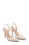 Mango Transparent Rhinestone Pointed Toe Pump In Beige
