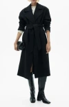 Mango Traviata Tie Belt Wool Blend Coat In Black