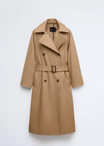 Mango Trench Coton Ceinture In Beige