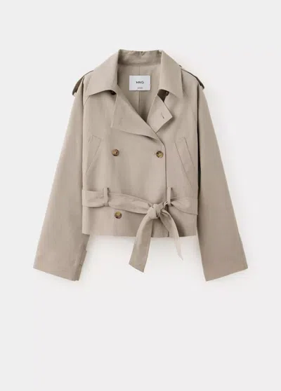 Mango Trench Court Ceinture In Beige