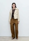 Mango Double-breasted Cropped Trench Coat In Light/pastel Grey