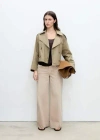 Mango Double-breasted Cropped Trench Coat Khaki