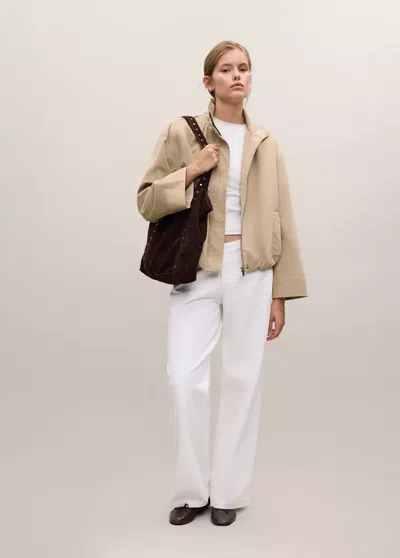 Mango Trench Style Bomber In Beige