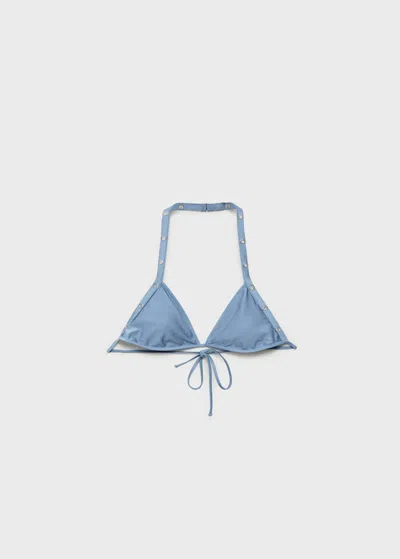 Mango Haut Bikini Bleu Ciel - Femme - L -