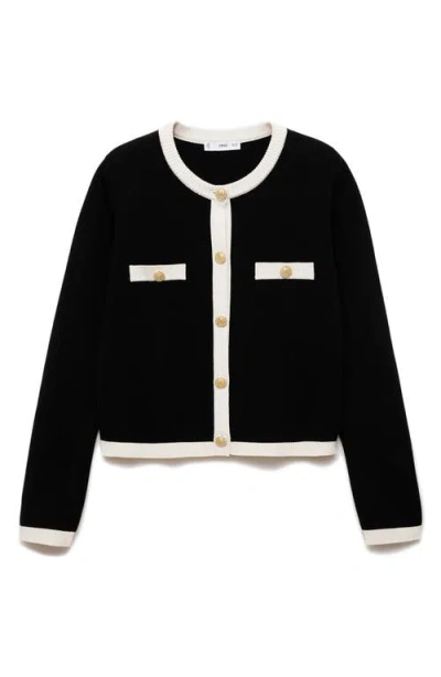 Mango Trim Sweater Jacket In Black
