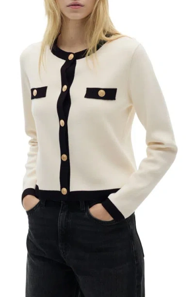 Mango Trim Sweater Jacket In Ecru