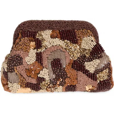 Mango Tropic Beaded Clutch In Chocolate