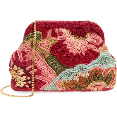 Mango Tropic Beaded Clutch In Red