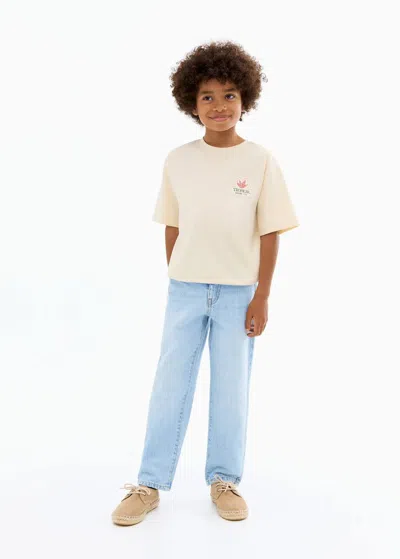 Mango Kids' Tropical Print T-shirt Sand