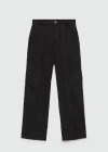 MANGO EMBROIDERED CARGO TROUSERS BLACK
