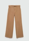 MANGO WIDELEG TROUSERS WITH BELT BROWN