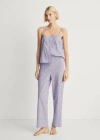 Mango Trousers Cotton Striped Woven Seersucker Lilac In Lilac