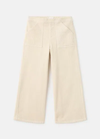 Mango Kids' Trousers Ecru In Neutral