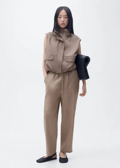 Mango Trousers Medium Brown In Medium Brown