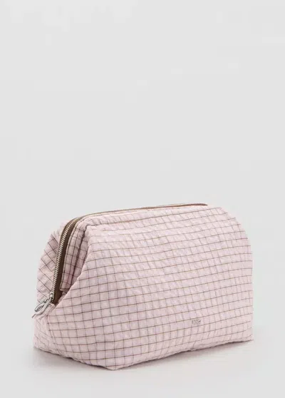 Mango Trousse À Carreaux En Mélange De Coton In Pink