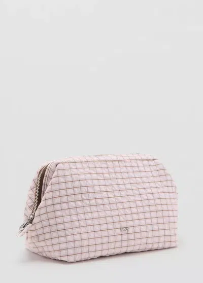 Mango Trousse À Carreaux En Mélange De Coton In Pink
