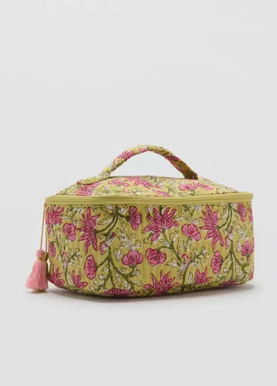 Mango Trousse De Toilette En Coton Imprimé À Fleurs In Green