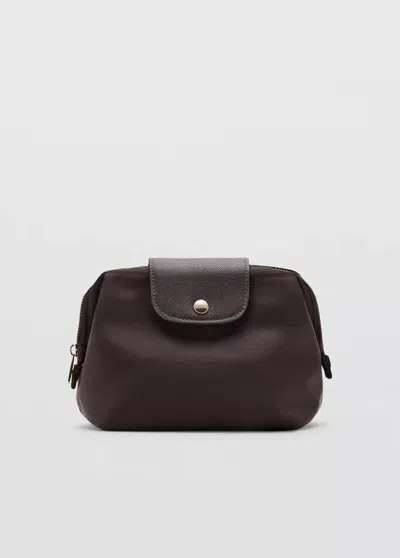 Mango Trousse De Toilette Moyenne En Nylon In Chocolat