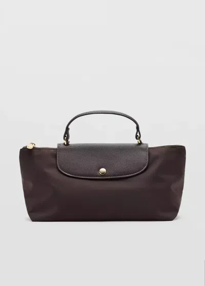 Mango Trousse De Toilette Nylon Avec Anse In Chocolat