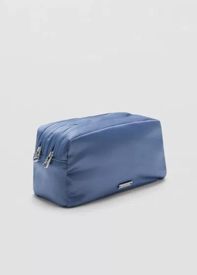 Mango Satiny Toiletry Bag With Double Pocket In Blue