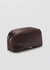 Mango Satiny Toiletry Bag With Double Pocket In Chocolate