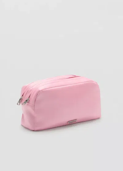 Mango Trousse De Toilette Satinée À Double Poche In Pink