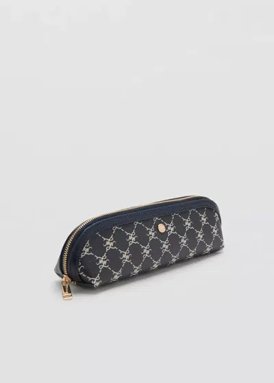Mango Trousse Fermeture Éclair À Imprimé Logo In Blue