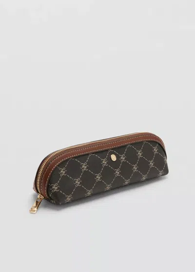 Mango Trousse Fermeture Éclair À Imprimé Logo In Brown