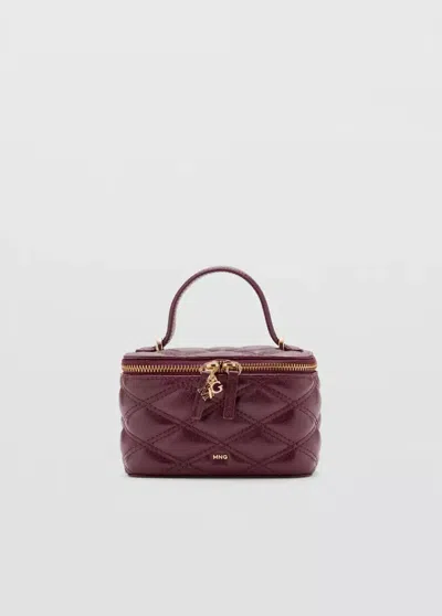Mango Trousse Matelassée Effet Cuir Avec Détail Breloque In Cerise