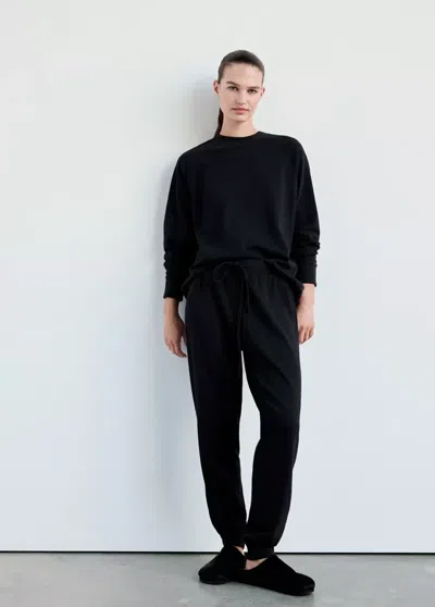 Mango T-shirt 100 % Coton Délavé In Black