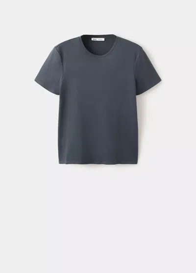 Mango T-shirt 100 % Coton In Gris