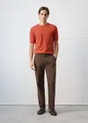 Mango T-shirt 100 % Coton Maille In Brown