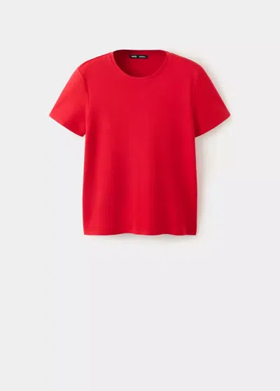 Mango T-shirt 100 % Coton In Rouge
