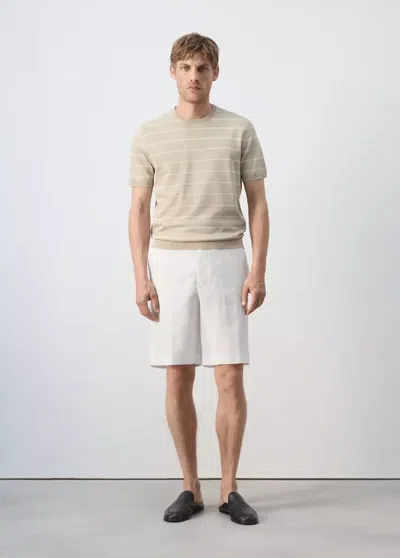 Mango Striped Jersey T-shirt In Sand