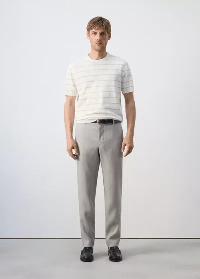Mango Striped Jersey T-shirt In Off White