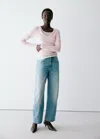 Mango T-shirt Ajusté À Col En V In Rose