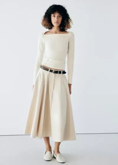 Mango T-shirt Ajusté Col Bateau In White