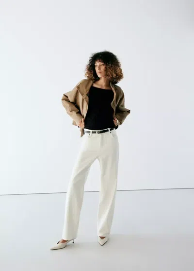Mango T-shirt Ajusté Col Bateau In Brown