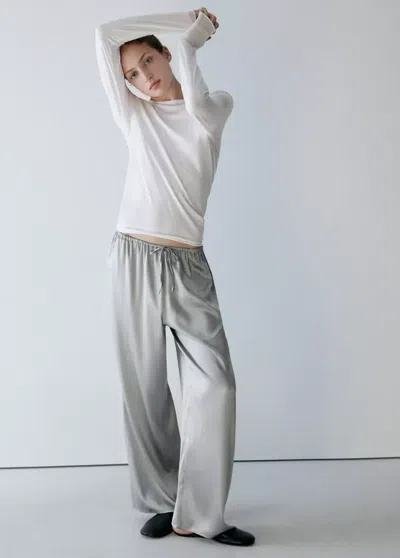 Mango T-shirt Ajusté Manches Longues In Blanc
