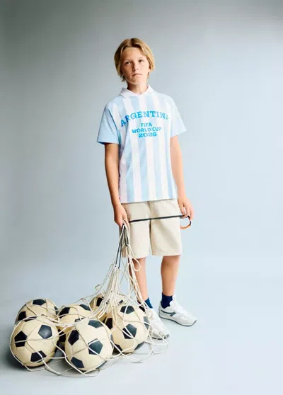 Mango Kids' T-shirt Argentine Football In Blue