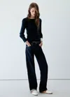 Mango T-shirt Cintré Uni In Black